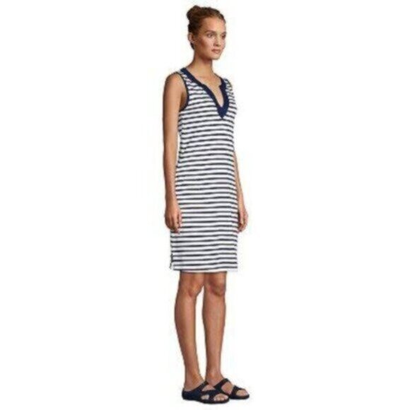 Joe Fresh | Women's White & Black Stripe V-neck T-shirt Dress Size Small - Picture 1 of 7